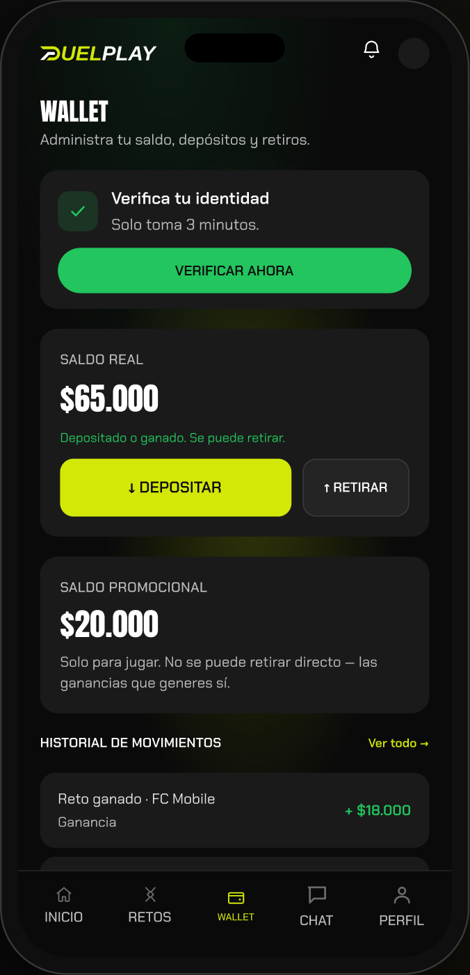 Pantalla de wallet